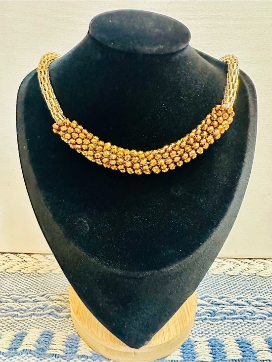 Jewelry - NWOT Gold Tone Crystal Statement Necklace 17-19” Adjustable Glam Bib Necklace